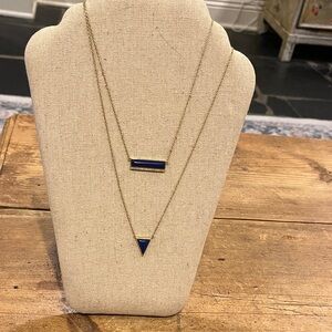 Stella & Dot Elegant Gold and Blue Layered Necklace